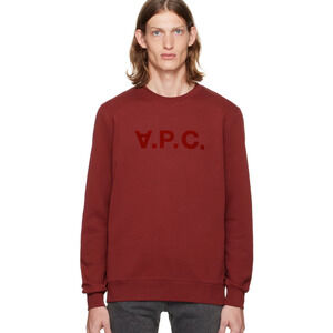 A.P.C. Men's Burgundy VPC Sweatshirt Crewneck French Terry Cotton size Small